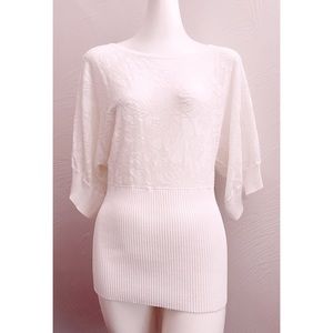 NWOT Willi Smith Dolman Sleeve Sheer Lace Tunic Sweater - Beautiful!!! Medium